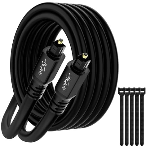 Mygatti Optisches Audiokabel 5m, Toslink Optical Digital Audio Kabel (S/PDIF Verlustfreie Klangqualität), Lichtleiterkabel für Heimkino, Soundbar, DVD Player, PS4/Xbox One, TV usw. +5 Kabelbinder
