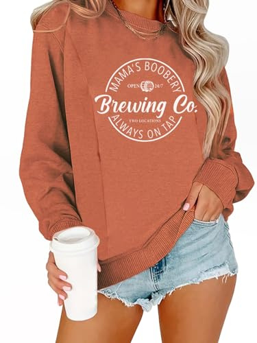 TAIUICY Women Maternity Nursing Sweatshirt Comfort Friendly Zip Breastfeeding Pullover Mama's Boobery Always on Tap Sweater