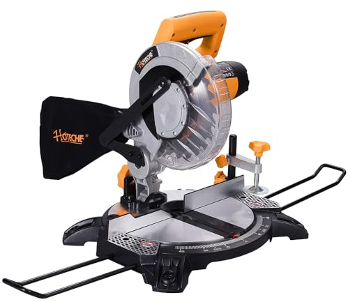 Hoteche Sierra ingletadora y tronzadora 210MM - 1400W, 5000RPM, amarillo, embalaje de color