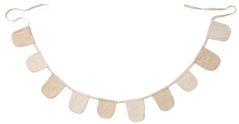 Little Dutch Wimpelkette Girlande - Musselin Baumwolle Stoff Wimpelkette - Kinderzimmer Babyzimmer Deko Wimpel - für Mädchen und Jungen (2 Meter) - Pure Soft beige