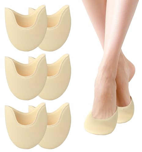 Fatiya 3 Paar weiche Ballett-Zehenpolster für Spitzenschuhe, Halbschwamm-Einlegesohlen, 8,4 x 9,4 cm, atmungsaktiv, rutschfest, Tanz-Zehenschutztasche, Vorfuß-Wickel-Polster-Protektoren für Damen