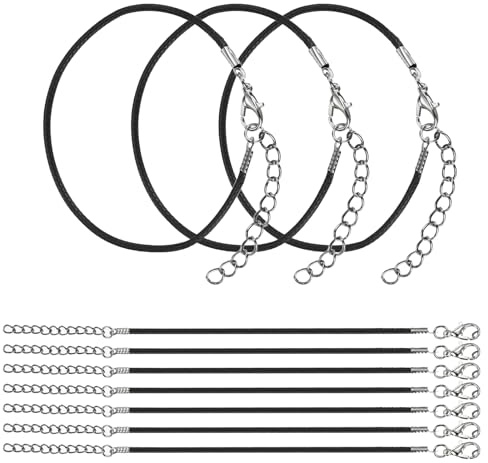 sourcing map 10 PCS Black Bracelet Cord with Lobster Clasp 6 2mm | Adjustable Friendship Bracelet Waxed Polyester Cord Bracelet String for Bracelet Making Jewelry DIY Craft