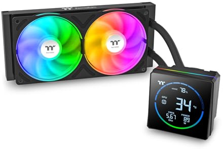 Thermaltake TH240-S V3 ARGB CPU Liquid Cooler; Intel/AMD; 1x240mm 500~2500rpm Single Frame ARGB Fan; 3.95 Segment Code LCD; Rotatable Pump Head; TT Segment LCD Software; Black; CL-W469-PL12SW-A