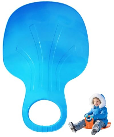 Schneerutscher Kinder Schlitten, Vielseitiges Rutschbrett aus Kunststoff, Rutschteller mit Griff, Als Schlitten für Schnee, Sand & Gras, Outdoor Sportgerät (Blau)