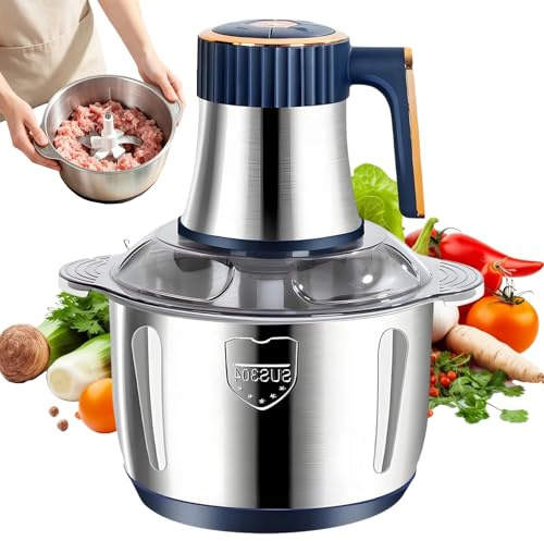 Zerkleinerer Küche Elektrisch 500W, 5L Edelstahlschüssel Multi Zerkleinerer, Multizerkleinerer Elektrisch mit 5 Geschwindigkeitsstufen, Food Processor,Fleischwolf für Fleisch, Zwiebeln, Obst, Gemüse