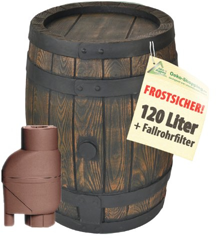120l Barril DE Lluvia - TONEL Agua - DEPÓSITO Agua DE Lluvia imitación de Madera auténtica - CONTENEDOR Agua - Tanque Agua - Barril DE Agua con filtrode Lluvia, a Prueba de heladas