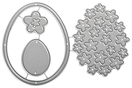 Rayher Hobby 59244000 Stanzschablonen-Set: Blooming Egg, Blumen und Eier, Ostern, Metall/Stahl, 4 Stanzformen (Dies) Größen ca. 1,5-5,6 cm