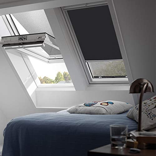 Orignal VELUX Verdunkelungsrollo DKL Y43 3009S / Bedienart : Manuell / Farbe : Uni Schwarz / Fenstergröße : Y43 / Fenstertypen : VU, VL, VKU