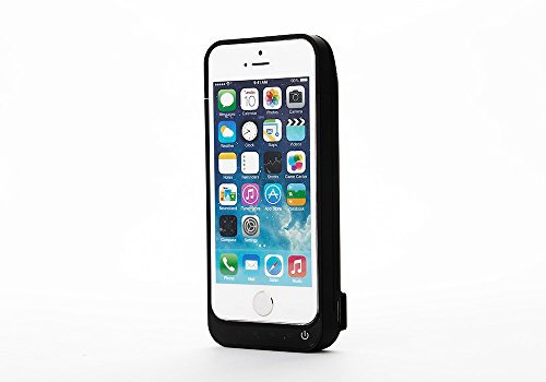 Mbuynow 4200 mAh Externer Akku Backup Ladekabel Ladegerät Schutzhülle für Apple iPhone 5 5 C 5S (schwarz)