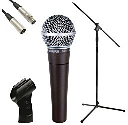 Shure SM58, microphone dynamique, support pour micro JB, rallonge XLR-XLR JB de 6 m, et clip à micro