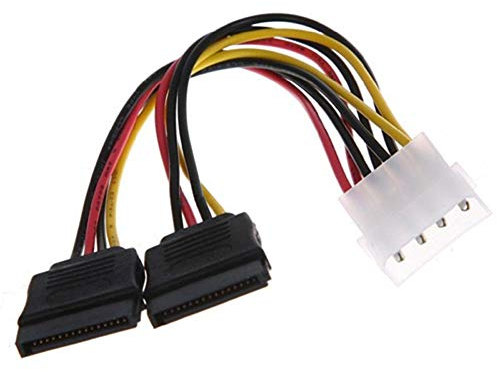Aukson K16 SATA Power Kabel – 2x 15-pol SATA auf 4-pol Molex Y-Stromkabel für PC-Netzteile – Hochwertiges Serial Stromkabel für zuverlässige Leistung