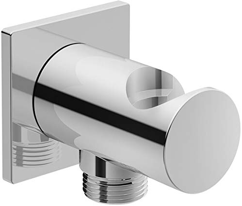 Duravit Wandanschlussbogen eckige Rosette m Brausehalter chr