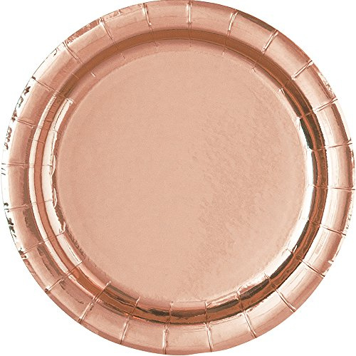 18cm Foil Rose Gold Paper Party Plates, Pack of 8