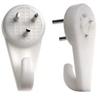 Bulk Hardware Medium 30mm (1.3/16 inch) White Nylon Non-Trace Hardwall Drywall Picture Hanger Hook - Pack of 200
