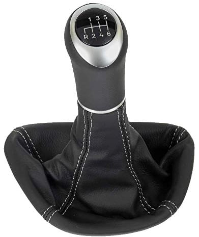 ICT Schaltknauf Schalthebel Schaltsack Schaltmanschette Leder, 6 gang kompatibel mit: Mercedes V – Class 2003 - 2010 / Vito W639 Bj. 2003 - 2010 / Viano 2003 - 2010 (B Naht silber)