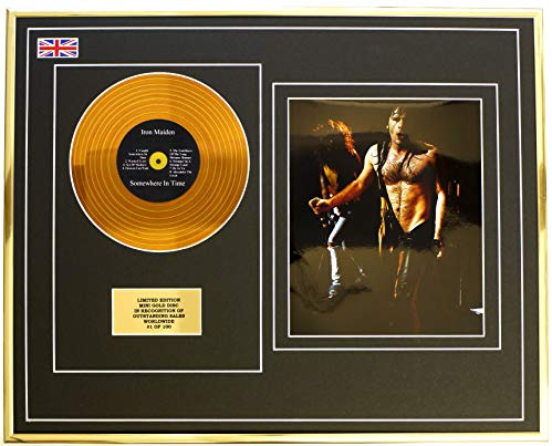 IRON MAIDEN/MINI METAL GOLD DISC & PHOTO DISPLAY/LIMITED EDITION/COA/SOMEWHERE IN TIME