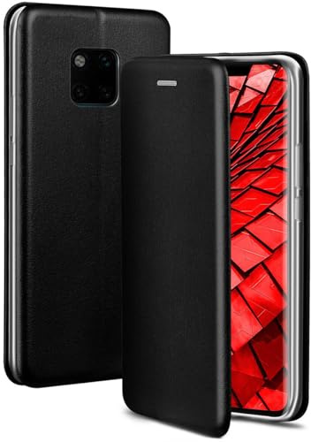 ONEFLOW Business Case für Huawei Mate 20 Pro Handyhülle klappbar mit Standfunktion, Klapphülle Flipcase Cover Dünn, PU Leder Hülle mit Kartenfach, 360 Grad Schutzhülle, Schwarz