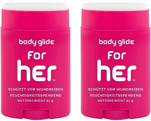 Body Glide „for her“ Anti-Wundreib-Stick – Wirksamer Schutz vor Wundreibung und Blasen. Mit pflegendem Kokos- und Mandelöl. (Sparpack 2x42g)