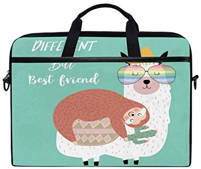 Linomo Laptoptasche mit niedlichem Faultier-Lama-Motiv, Aktentasche, Kuriertasche, Laptop-Umhängetasche für 33 cm / 35,6 cm / 35,6 cm (13 Zoll) / 35,6 cm (14 Zoll) / 36,7 cm (14,5