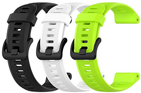 EEweca Confezione da 3 cinturini di ricambio in silicone per smartwatch Garmin Forerunner 945 (nero, bianco, verde), Silicone