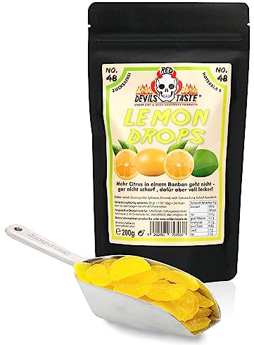 Zuckerfreie Lemon Drops - nicht scharf - zuckerfreie Zitronen Bonbons - Hotskala: 0 - RED DEVILS TASTE