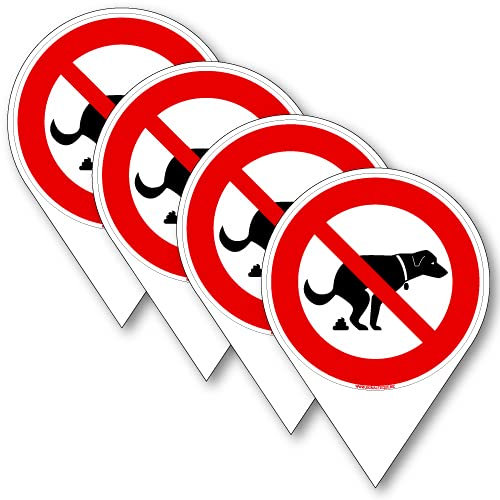 Lot de 4 Panneau à Pointe - Interdit de Laisser Vos Chiens Faire Leur Besoins Ici - Dimensions : 125 mm x 175 mm. - Aluminium 2 mm