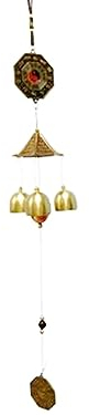 Feng Shui Windspiel Yin Yang Bagua Windspiel Pa KUA Achteckiges Metall Mobile 3 Glocken mit Seil zum Aufhängen Heimdekoration Garten Hof Terrasse Eingang Tür Büro Geschäft Dekor
