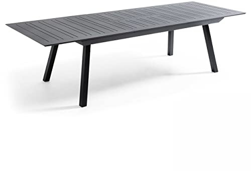 Oviala Table de Jardin Extensible en Aluminium Gris 8 à 12 Places