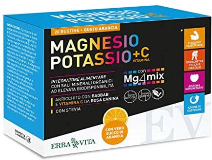 Erba Vita Magnesio e Potassio + Vitamina C 20 Bustine Gusto Arancia