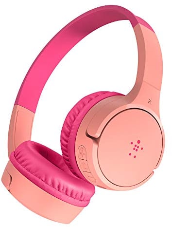 Belkin SoundForm Mini Kids Wireless Headphones with Built in Microphone, On Ear Headsets Girls and Boys For Online Learning, School, Travel Compatible with iPhones, iPads, Galaxy and more - Pink