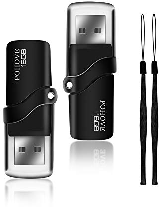 POHOVE Pendrive 16 GB, 2 Piezas Memoria USB 16 GB 2.0 Impermeable USB Flash Drive para PC/Laptop/Radio De Coche/Smart TV Almacenamiento De Datos (Negro)