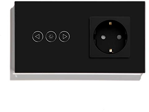 BSEED Presa normale (non Wi-Fi) con 1 scomparto WiFi, dimmer da parete, presa Schuko per lampade da parete, colore nero, con Alexa/Tuya/Google Home/SAMRT LIFE (neutro necessario)