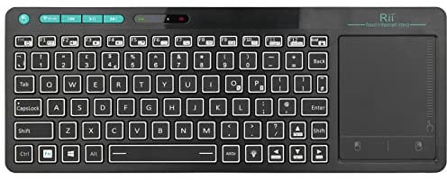 Rii Wireless Keyboard with Touchpad, RT518S Bluetooth Keyboard Dual Mode Backlit Multimedia Keyboard Rechargeable for Android TV Box,PC,Tablets,Smart TV, HTPC, IPTV,Windows