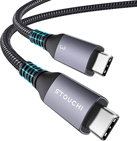 Stouchi Thunderbolt 3 Cable 1M(3.3Ft),USB-IF TB3 USB 4.0 Cable Braided Cable 100W/20V/5A,40Gbps 5K,Compatible for Mac Studio,Studio Display Thunderbolt 3 Docking/eGpu/External SSD,M1 Macbok Air