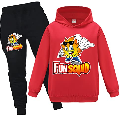 OAIXIUR Lustiges Merch-Kapuzenpullover und Jogger-Set für Kinder, modischer Pullover, Trainingsanzug.., rot, 7-8 Jahre