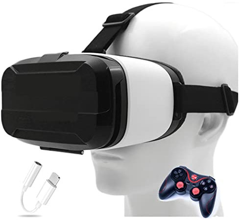 JYMYGS VR Glasses, Virtual Reality Headset, VR Headsets Support Android and IOS, Bluetooth Connection for iPhone 13 Pro Max/13 Pro/13/12/11, for Samsung Galaxy S21, Huawei, Xiaomi