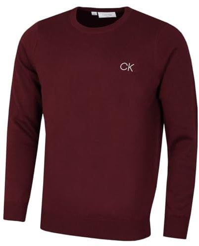 Calvin Klein Hombre Cuello Redondo Tour Comfort Golf Suéter - Burgundy - M