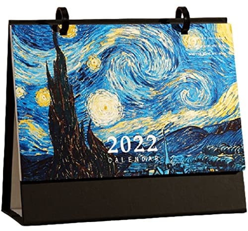 YMXWFC 2022 Tischkalender Retro Small Desk Calendar 2022 for Home Office Decoration, WireBound Zeitplan Ölmalerei Stil Schreibtischkalender 8,5 x7.3 Desktop-Verzierung (Color : Type-B)