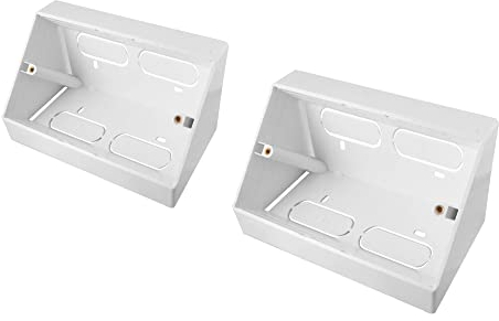 Auline 45 Degree Angled Pattress Surface Mounted Back Box in White (2, Double 2 Gang)