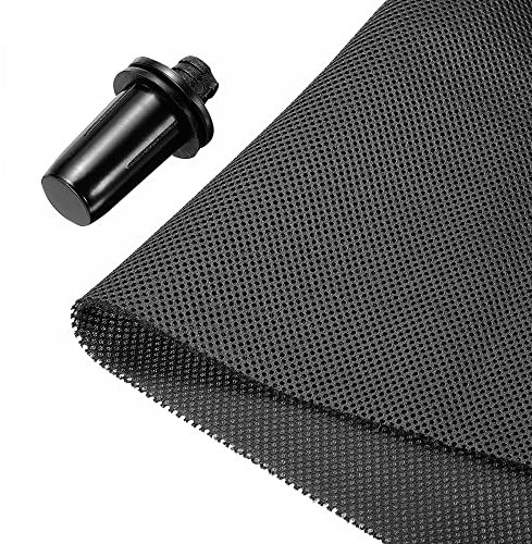 sourcing map Speaker Grill Cloth 20 x 63 Inch Stereo Mesh Fabric Protective Dustproof Cloth with Speaker Grill Guides Peg for Home Speaker Repair Black