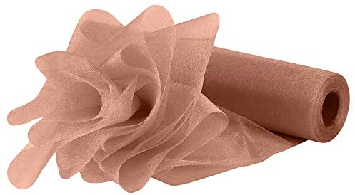 Weddecor 25m x 29cm Snow Sheer Rose Gold Organza Roll Sash Glitter Fabric for Table Runner Sashes Wedding & Christmas Decoration, Chair Cover Bows, Party Favours, Ribbon Crafting Supplies, 2pcs