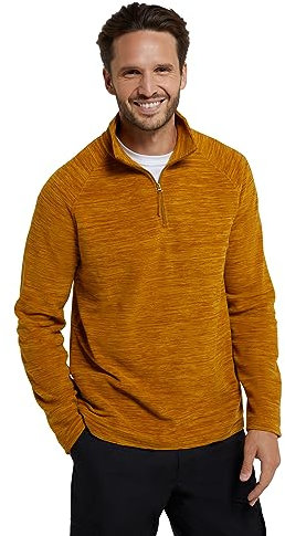 Mountain Warehouse Snowdon Mens Micro Fleece Top - Warm, Breathable, Quick Drying, Zip Collar Fleece Sweater, Soft & Smooth Pullover - For Spring Summer, Travelling, Walking Mustard L