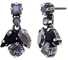 Konplott: pendelnde Ohrstecker Ballroom black, edle hängende Kristall-Ohrstecker im Formenmix in schwarz, für Damen/Frauen