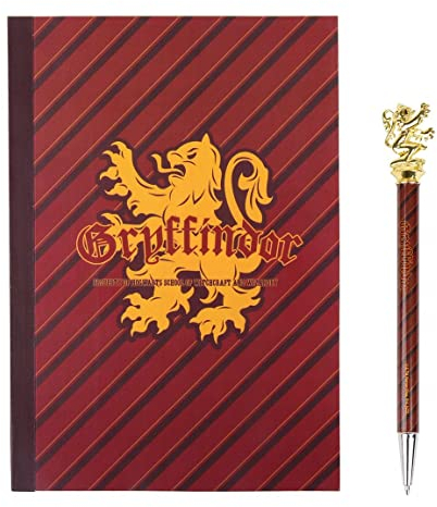 Harry Potter Notizbuch und Stift, Gryffindor-Schreibheft, Notizblock und 3D-Stift, Hogwarts Briefpapier Set - Rot