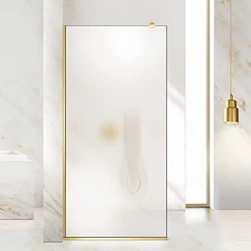 Aqua Roy Gold Paroi de douche à l'italienne en verre satiné 8 mm Laiton poli 100 x 195 cm