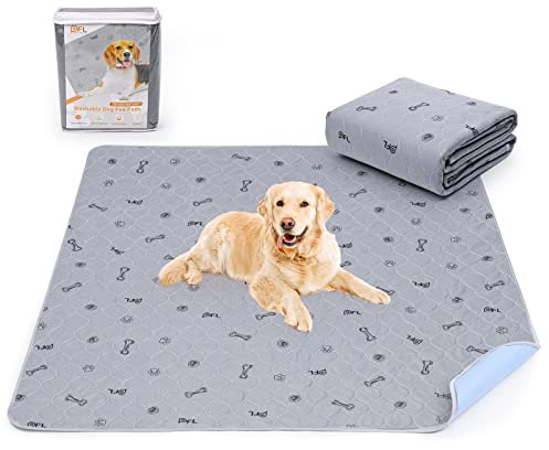 Washable Dog Pee Pad 182x182 Extra Large, Fast Absorbent Reusable Puppy Pads, Waterproof Pet Training Pads with Bone Print,Non-Slip Whelping Pad for Dog Playpen, Incontinence, Housebreaking