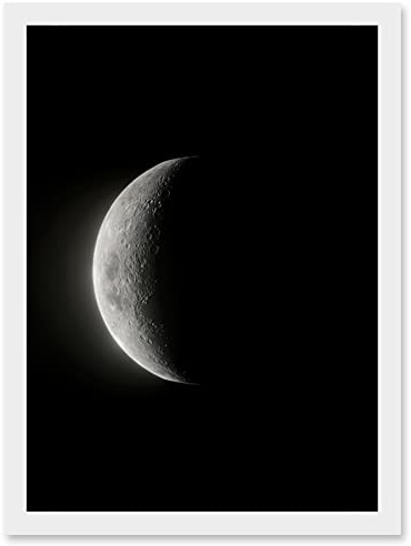 Artery8 Lunar Phases Moon Waning Crescent Space Astronomy Artwork Framed Wall Art Print A4