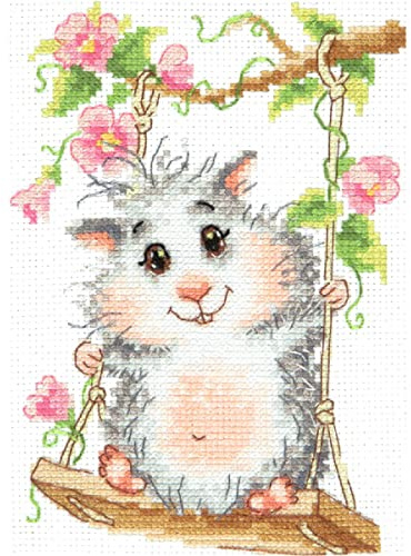 Magic Needle 19-13 ZW Auf der Schaukel Kreuzstichset mit Zählmuster Zweigart Edition, Baumwolle, multifarbig, 12x17cm
