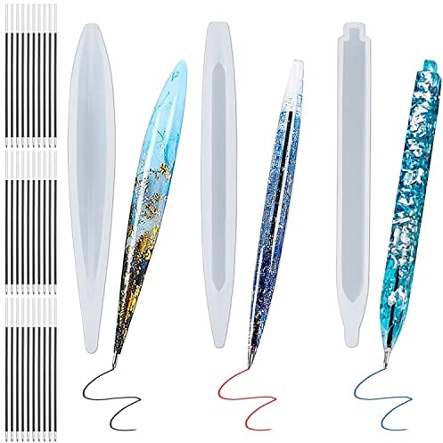 Formen aus Epoxidharz, Kugelschreiber, 6 Stück Stifteform, Epoxidharz, Silikonform mit 30 Ersatzminen für Basteln, Epoxidharz, Silikonform