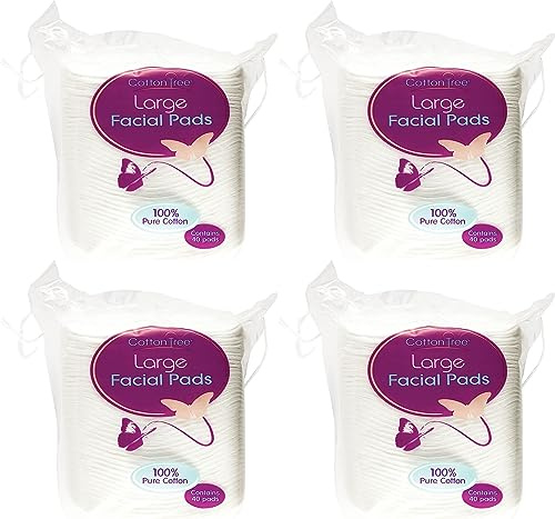 Happy Bees Bundle Cotton Tree Large Oval Cotton Wool Pads 40 per Pack (4 Pack) White